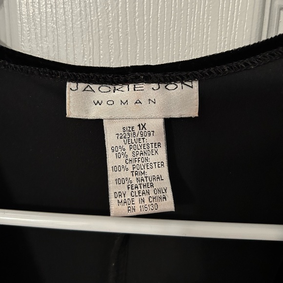 Black Velvet Crossover Top with Feather & Skirt Set size 1X - Picture 8 of 8